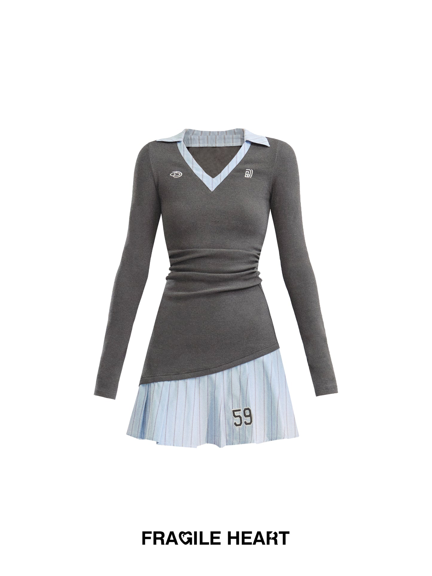 Tennis Style Sporty Layered Shirt Dress