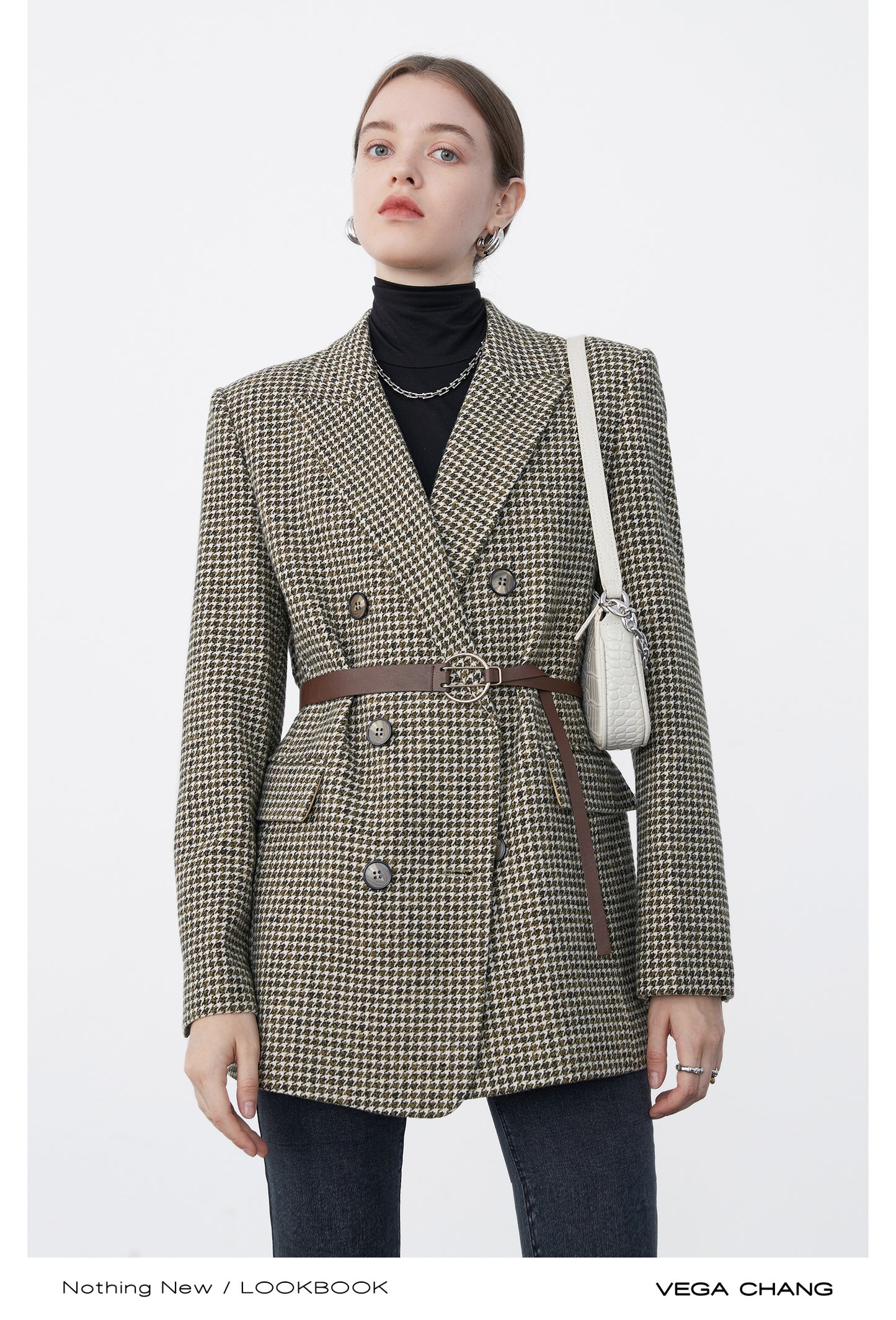Trad Houndstooth Double Breasted Blazer