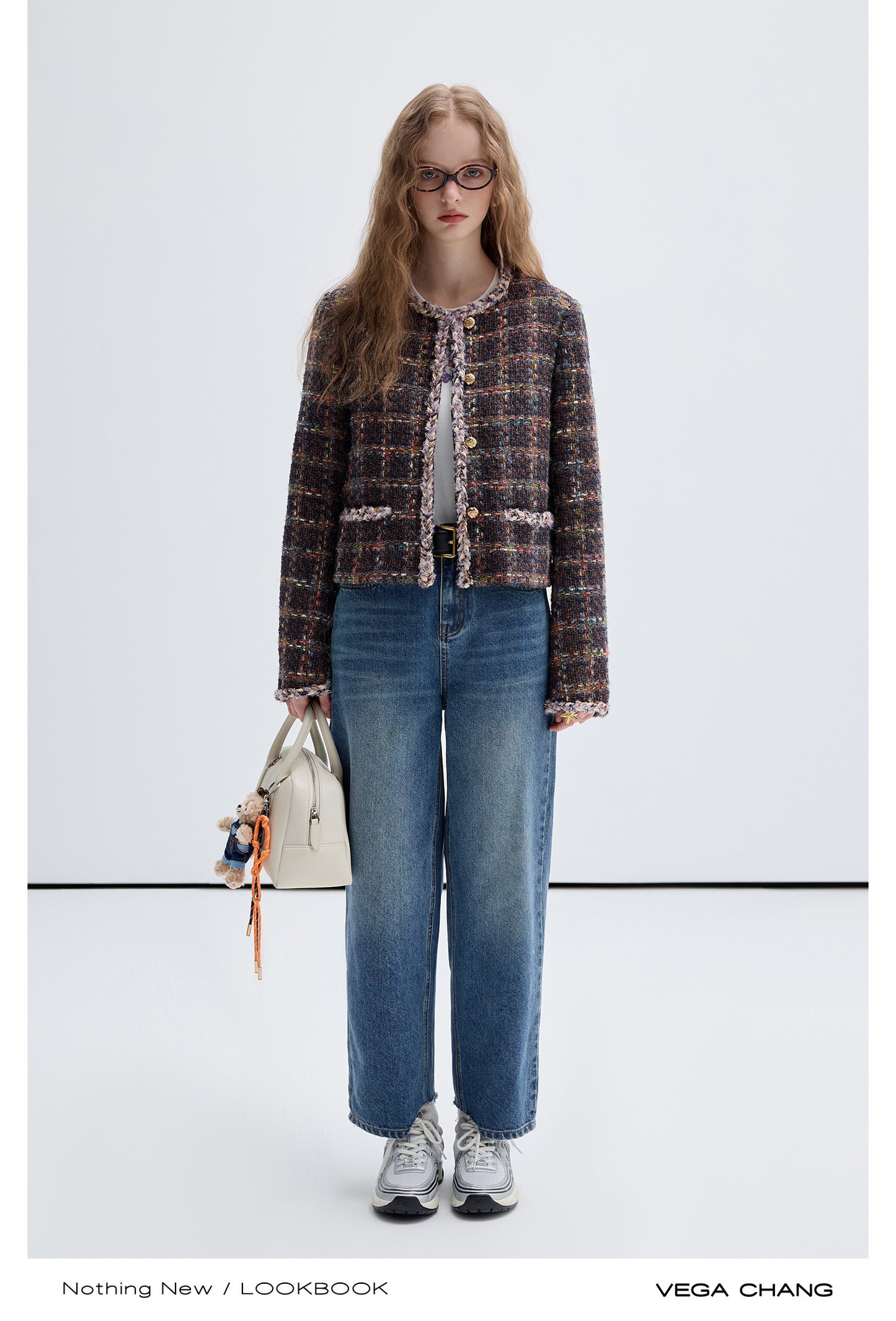 Braided Trim Grid Short Tweed Jacket