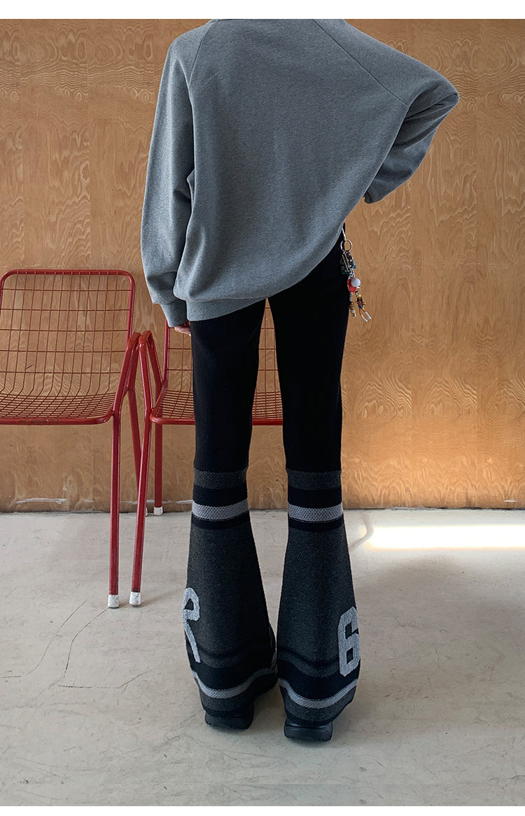 Sporty Slim Fit Flared Knitted Pants