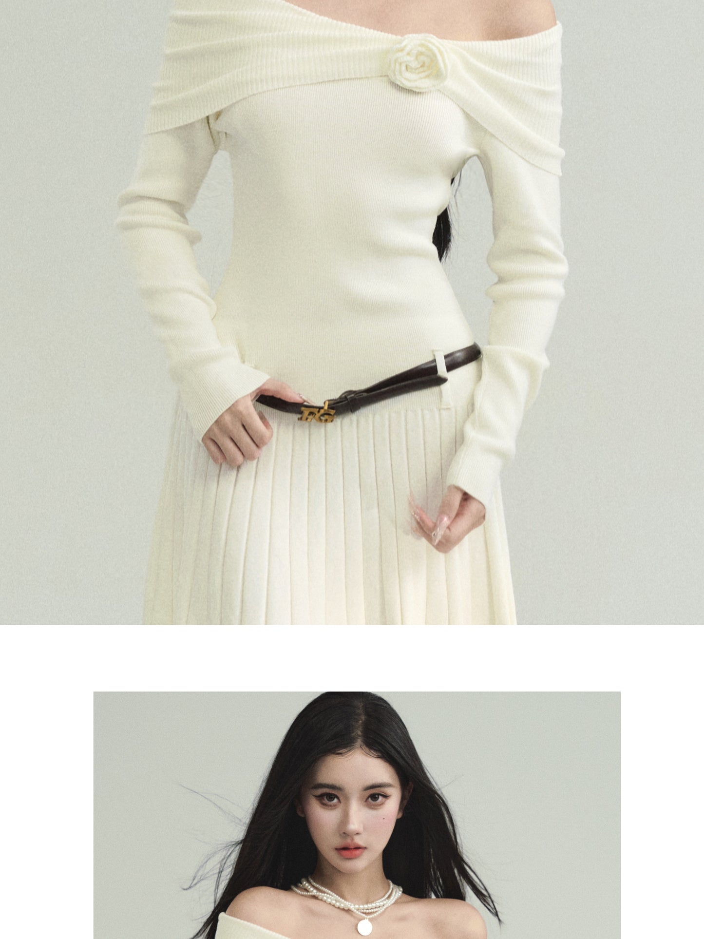 Rose Off Shoulder Rib Knit Fitted Short Dress