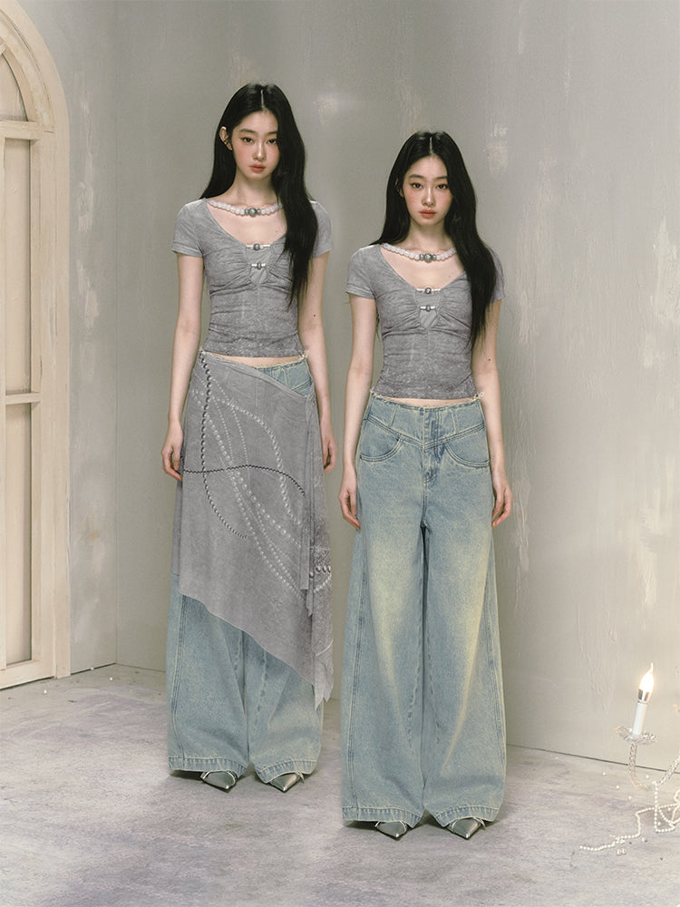 Coordinated Beaded Top, Long Skirt, And Shawl