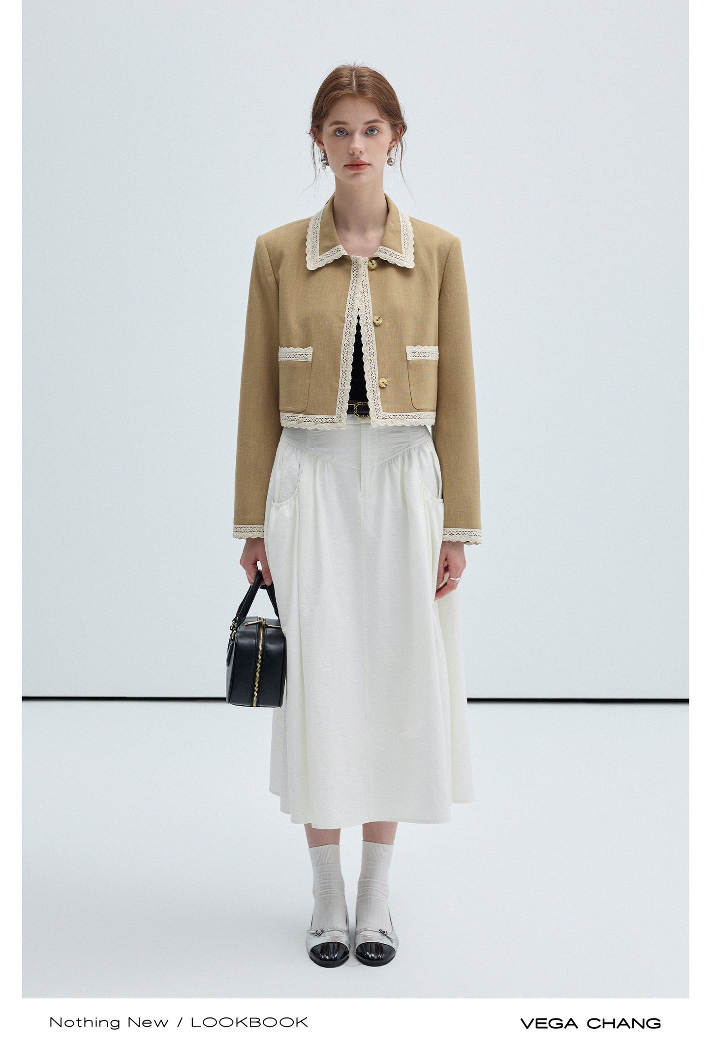 Woven Lace Trimmed Boxy Short Jacket