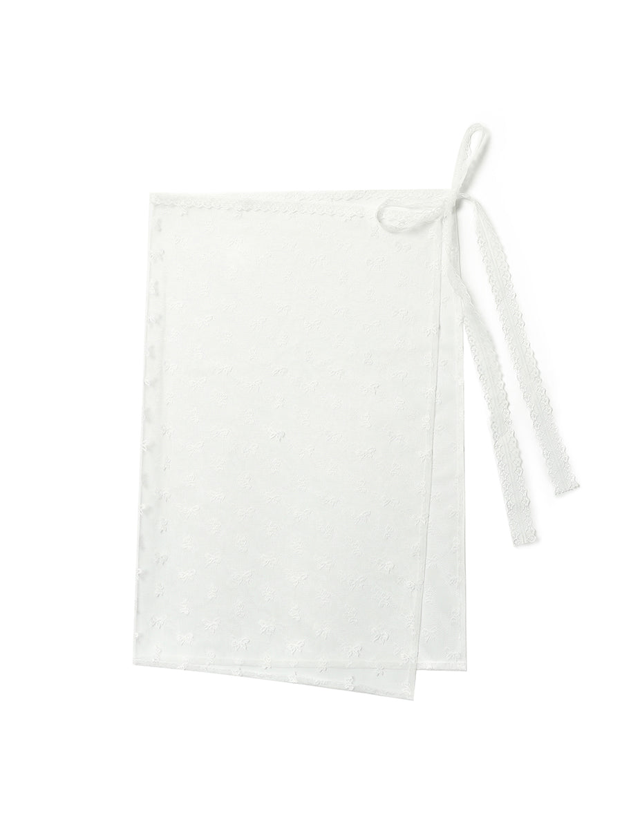 Bow Patterned Sheer Wrap Lace Apron Skirt