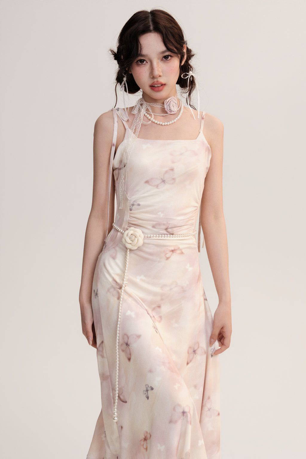 Elegant Faux Pearl Flower Waist Belt