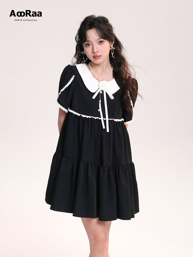 Doll Collar Dresses With Matching Rose Brooch