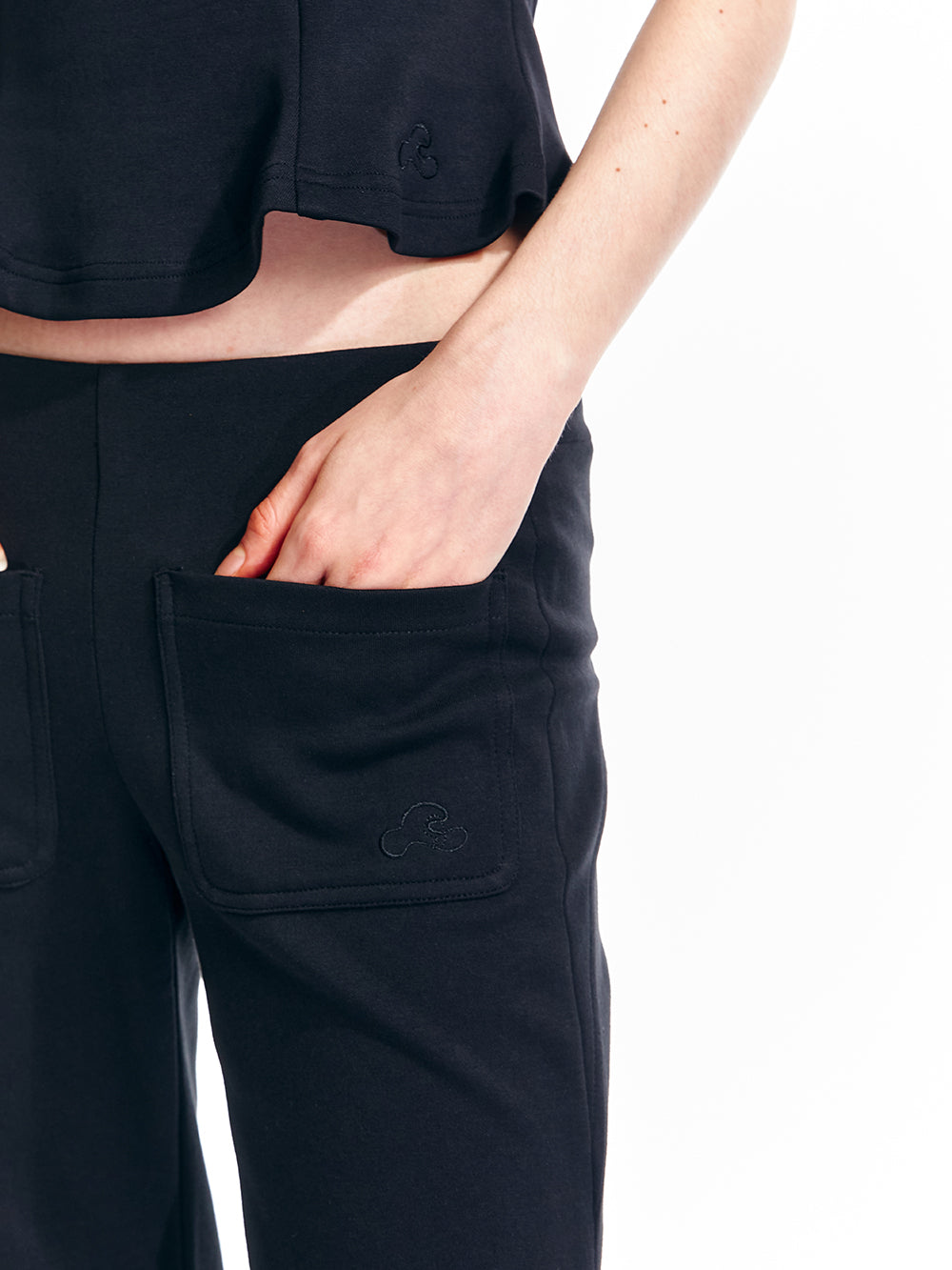 Low Rise Lace Slit Zip Flared Sweatpants