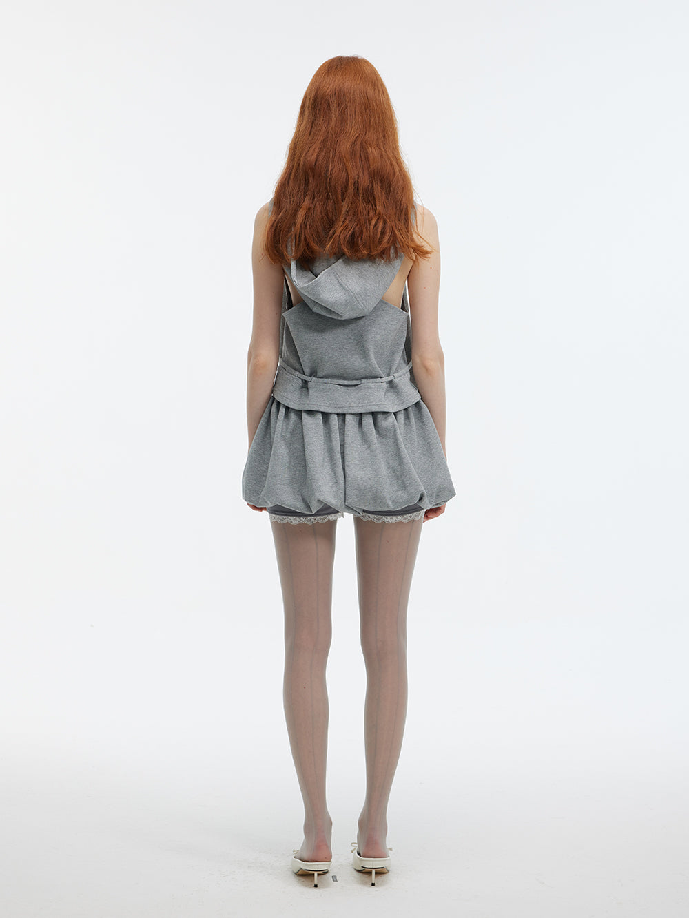 Lace Trimmed Mini Bubble Skirt With Under Shorts