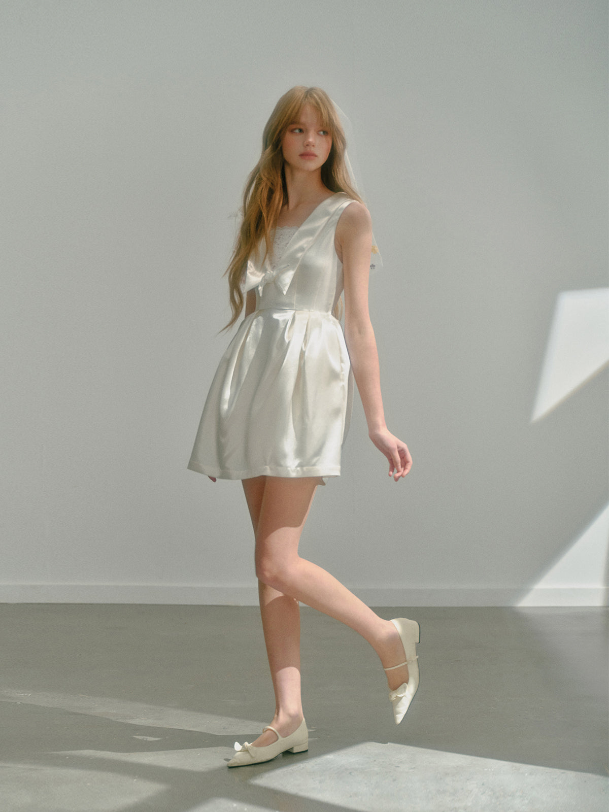 Satin V-Neck Sleeveless High Waist Mini Dress