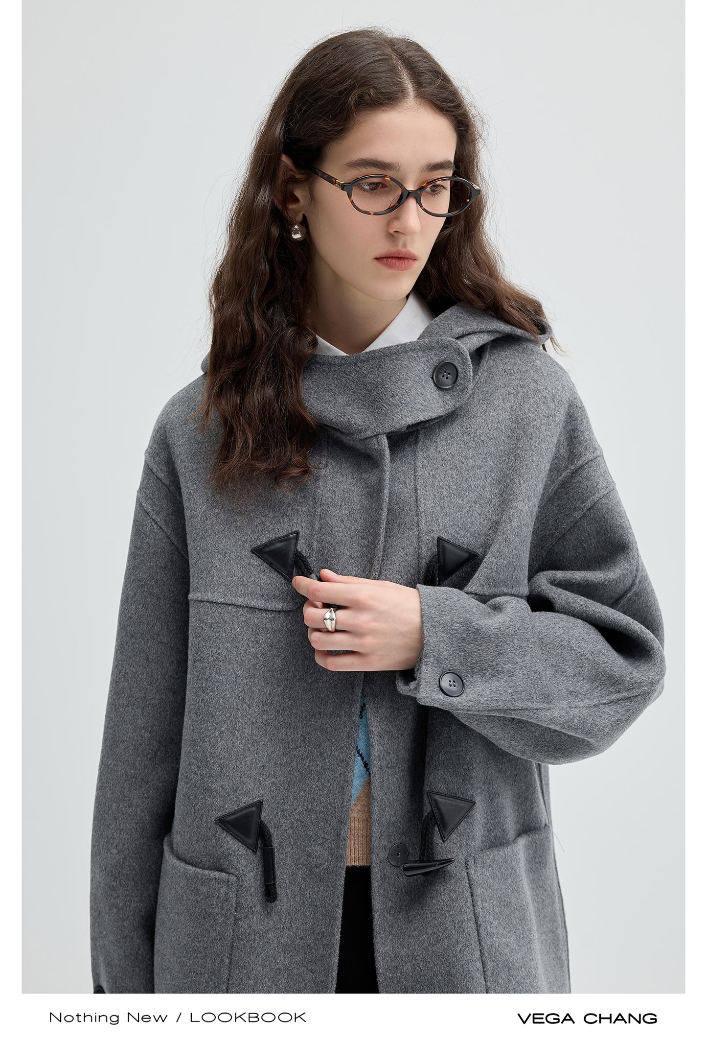 Wool Blend Duffle Coat With Double Closure
