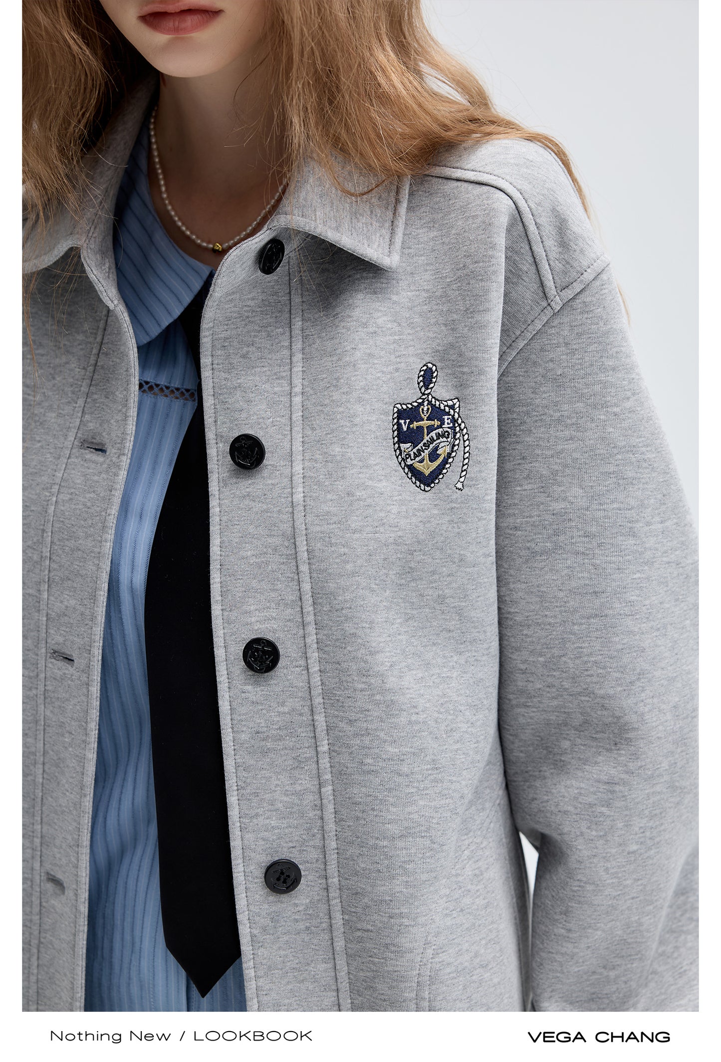 Small Patch Button-Up Shirt Jacket