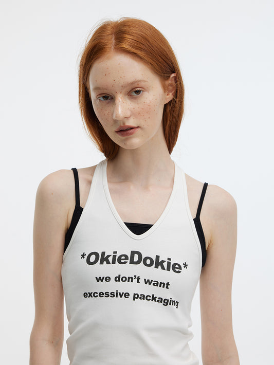 Letter Print Halter Top And Cropped Cami Set