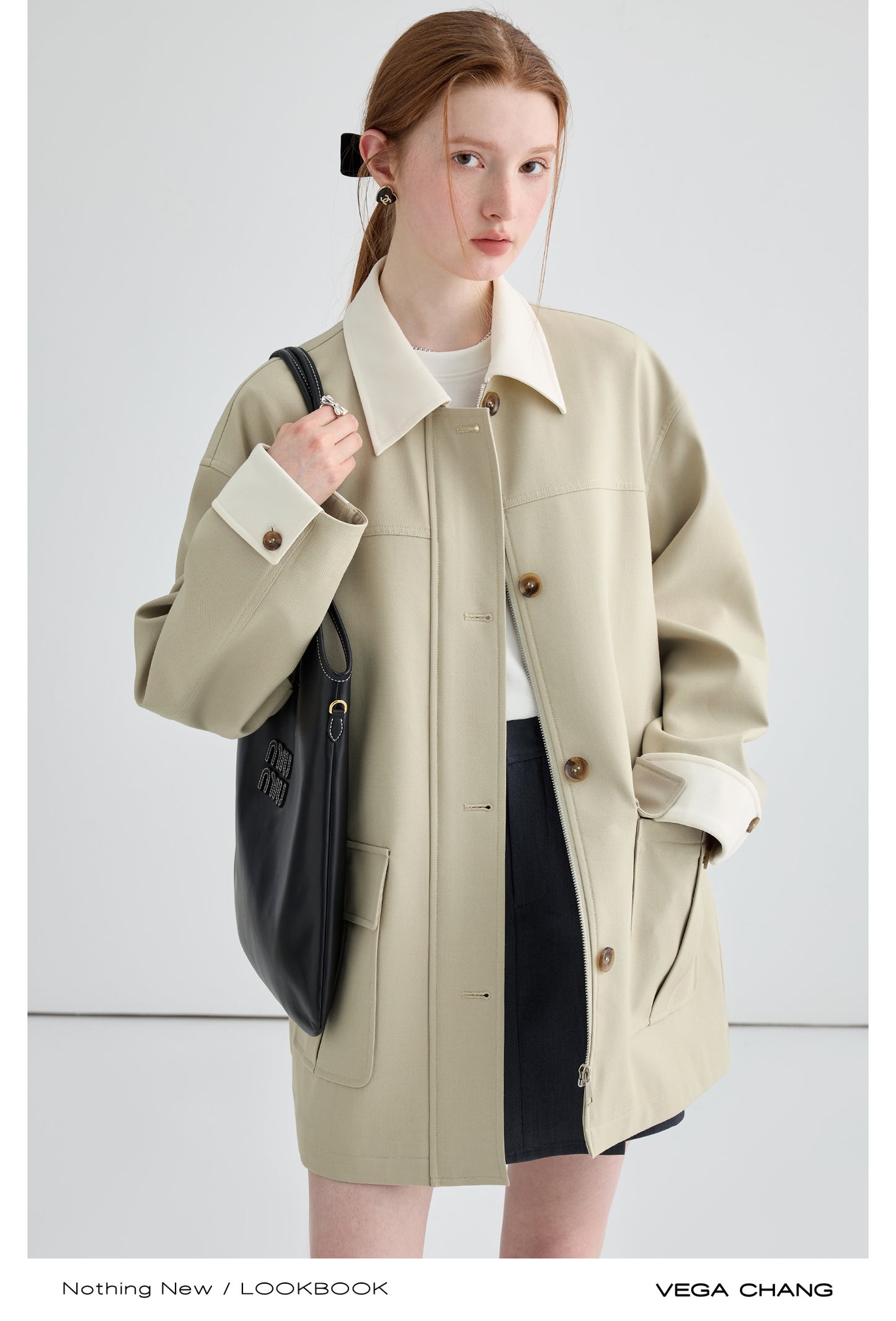 Bicolor Color Block Double Closure Boxy Jacket