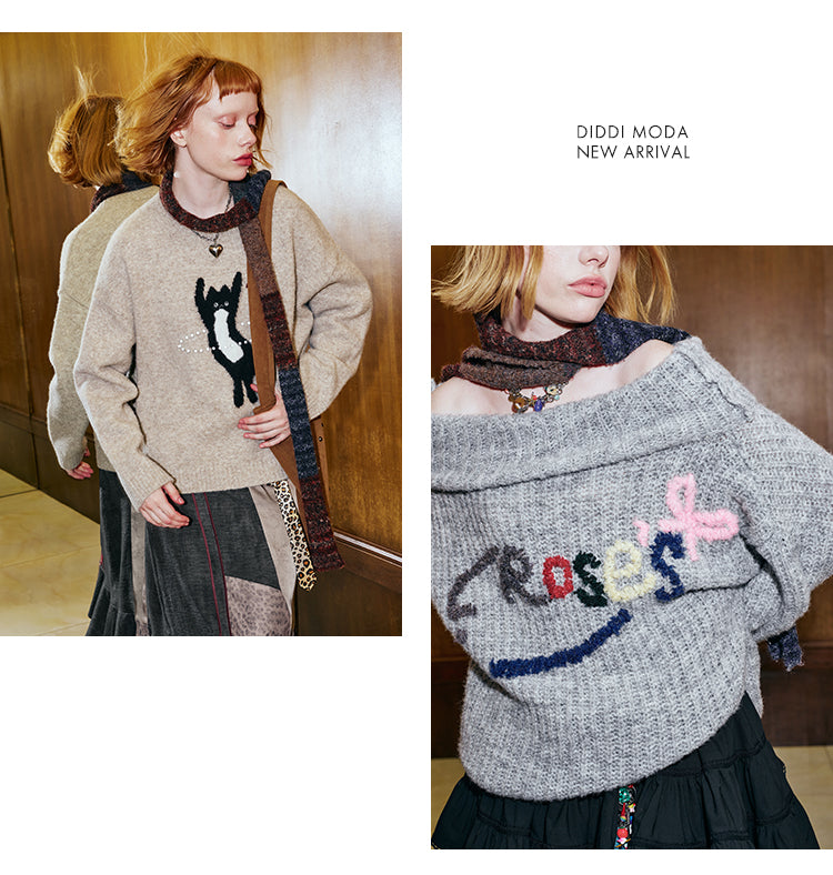 Color-Block Skinny Knit Scarf