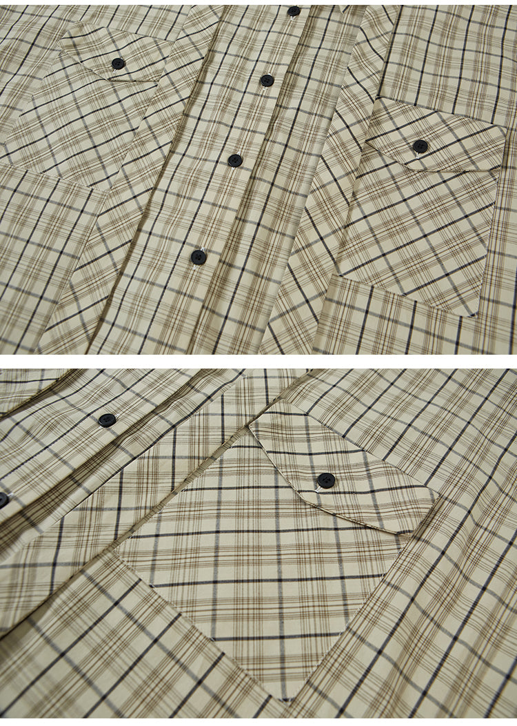 Plaid Round Hem Shirt With Removable Tie