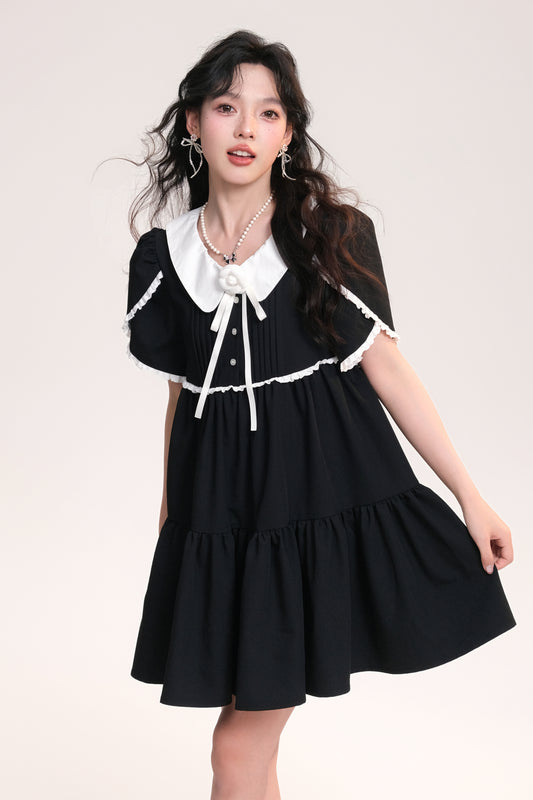 Doll Collar Dresses With Matching Rose Brooch