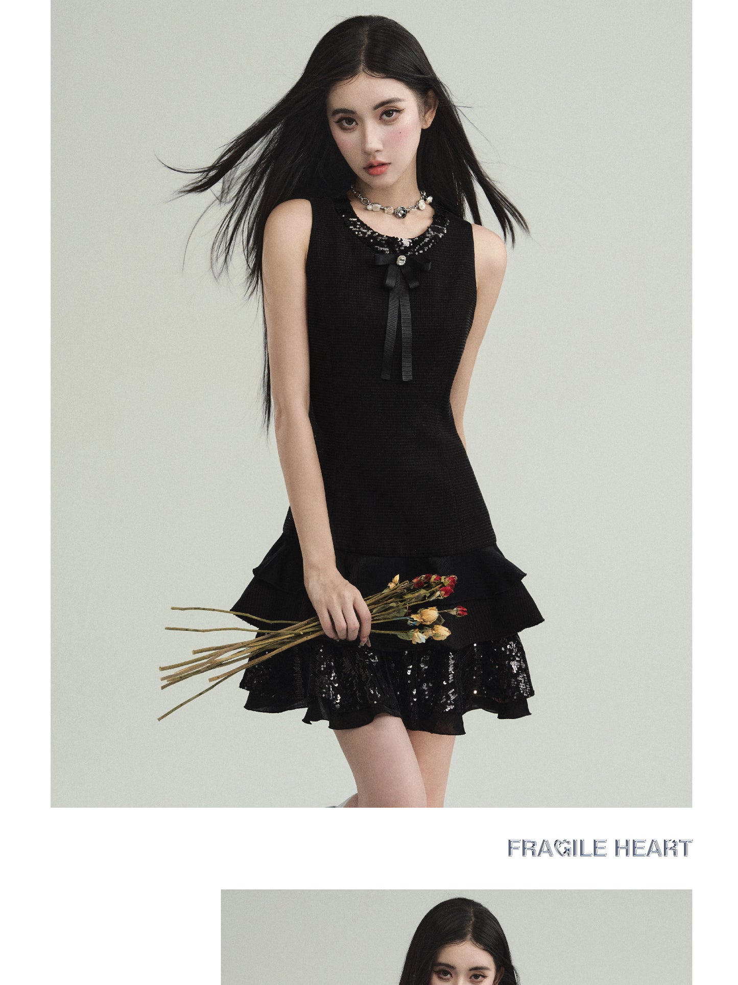Sequin Accent Waist-Defined Dress And Short Jacket