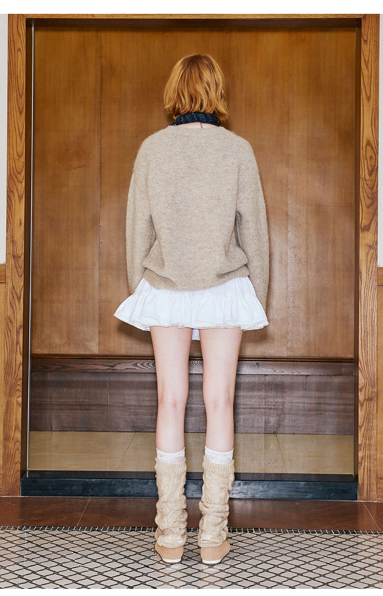 Wool Blend Dog And Bow Knit Pullover