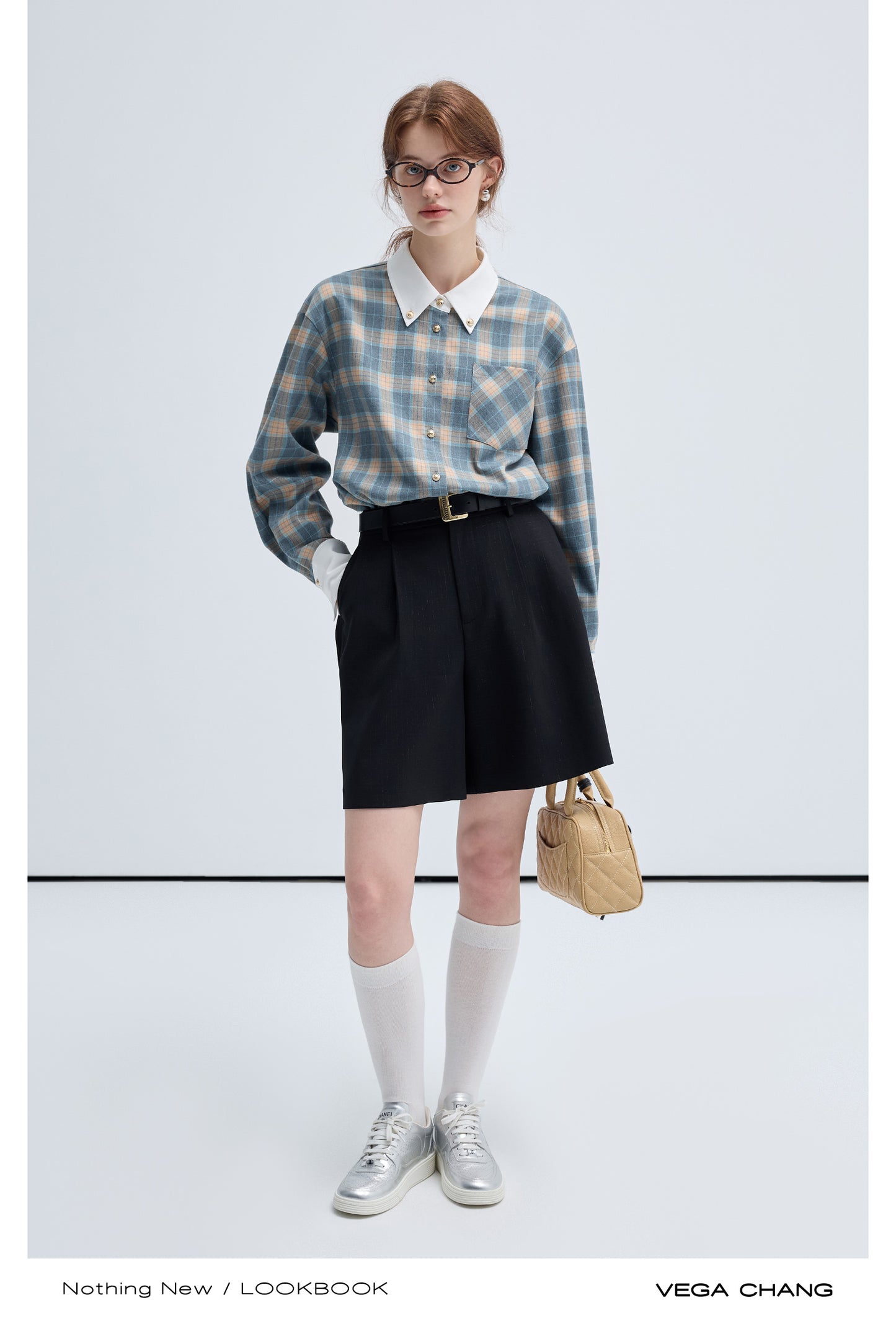 Yarn-Dyed Tartan Check Shirt With Gold Buttons
