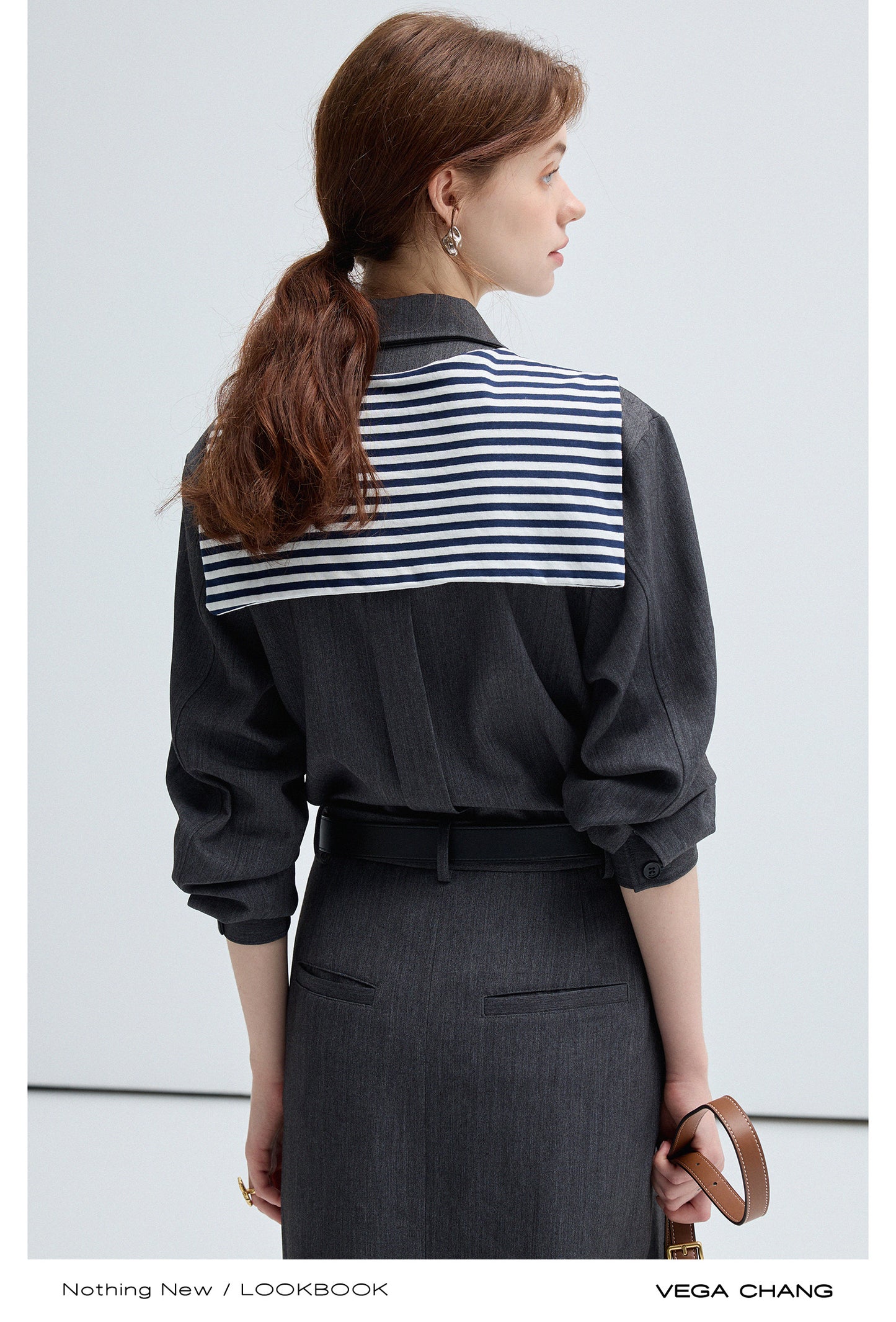 Faux Two-Piece Plain Short Twill Dress