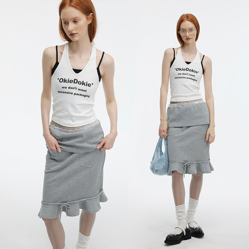 Lace Trimmed Two-Way Mermaid Midi Skirt