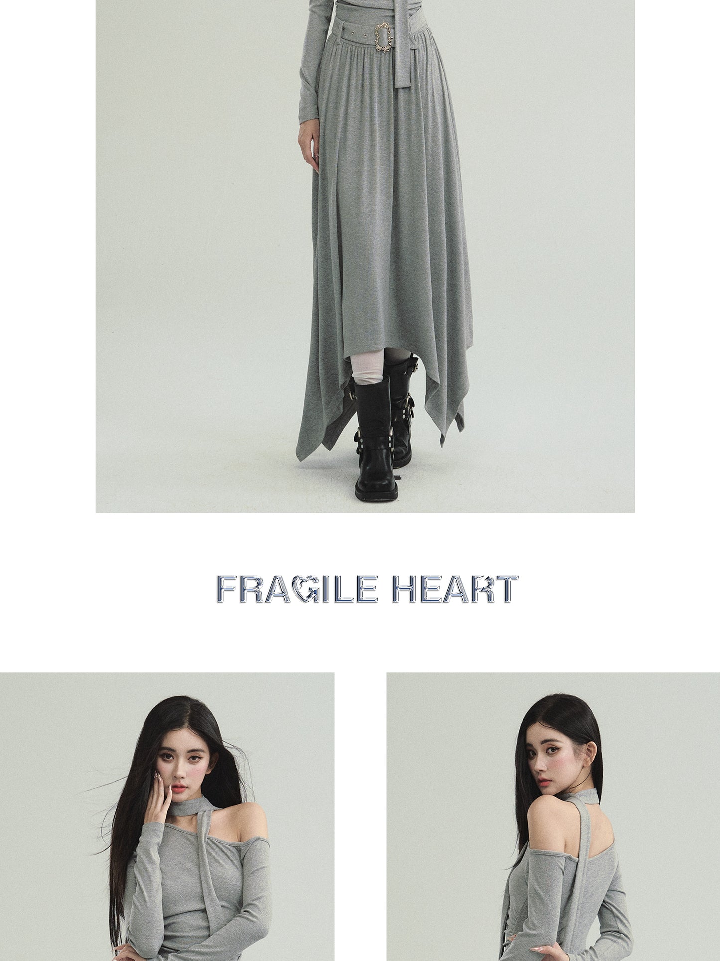 One-Shoulder Cotton Dress With Matching Scarf