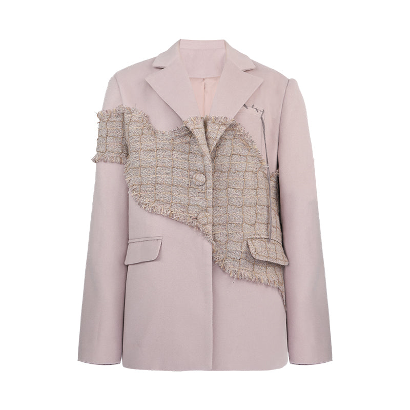 Dual Fabric Single Breasted Blazer