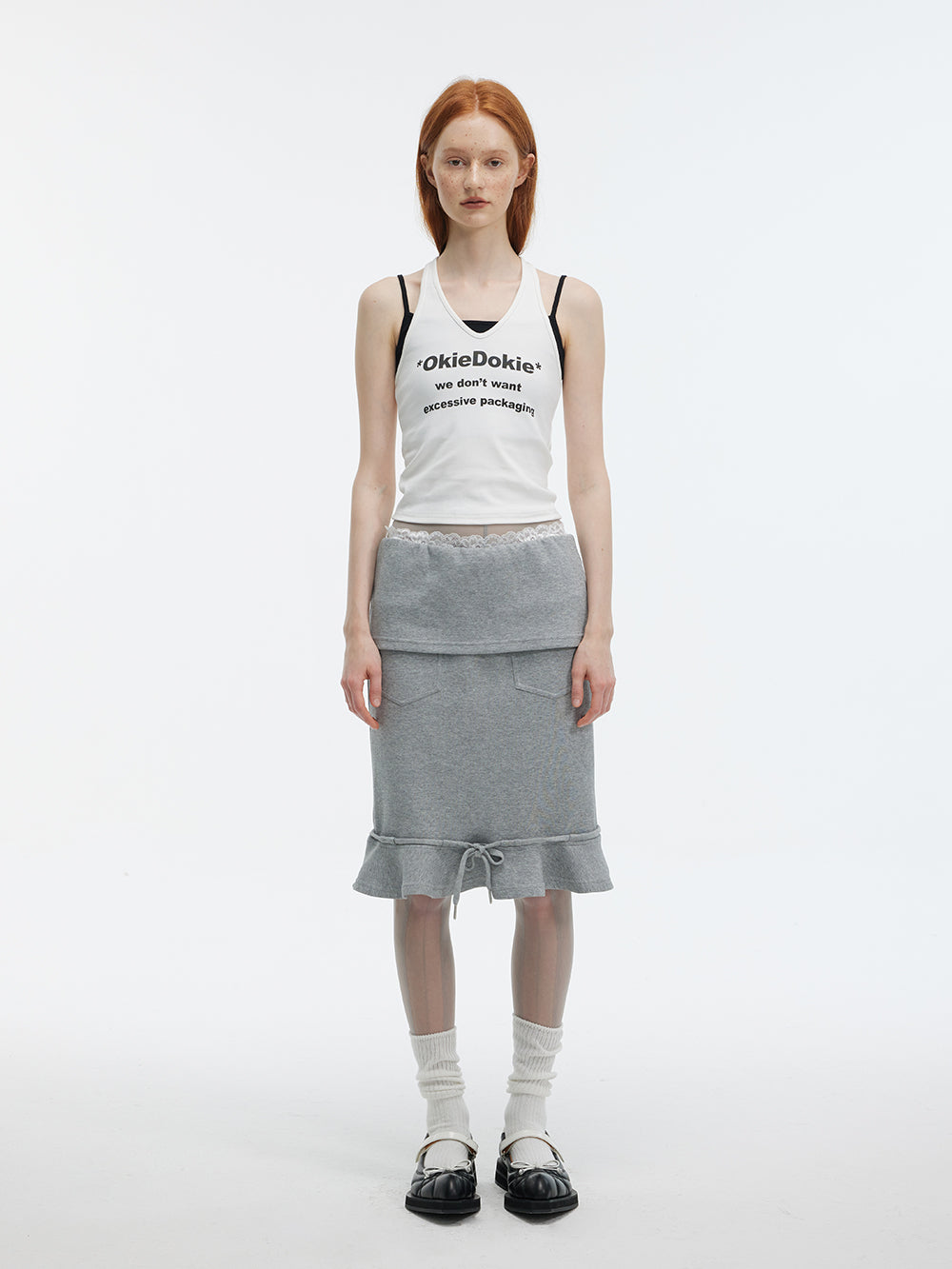 Letter Print Halter Top And Cropped Cami Set