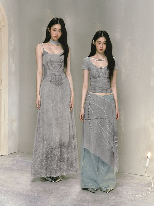 Coordinated Beaded Top, Long Skirt, And Shawl