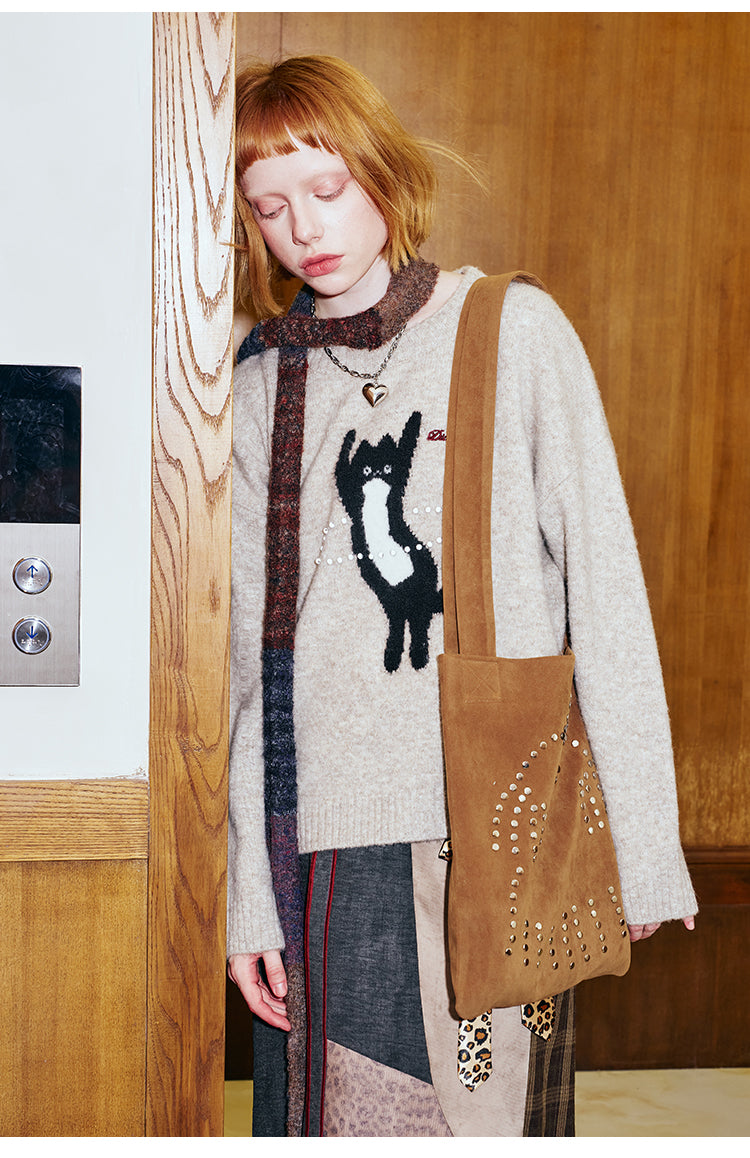 Color-Block Skinny Knit Scarf