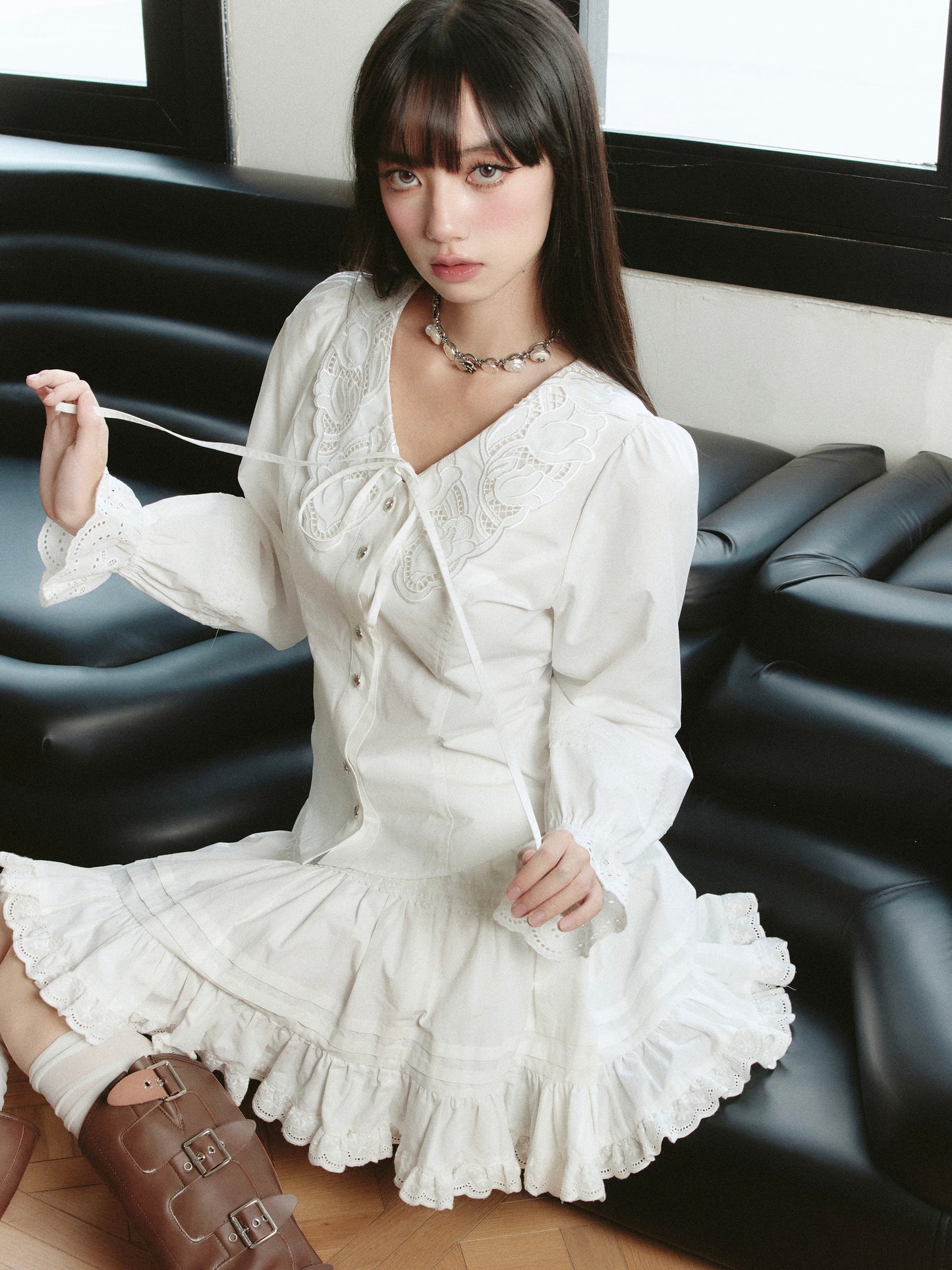 Versatile Tiered Cotton Lace Mini Skirt