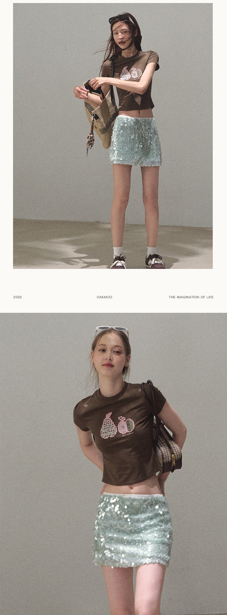 Fitted Crop Tee With Fruit Motif