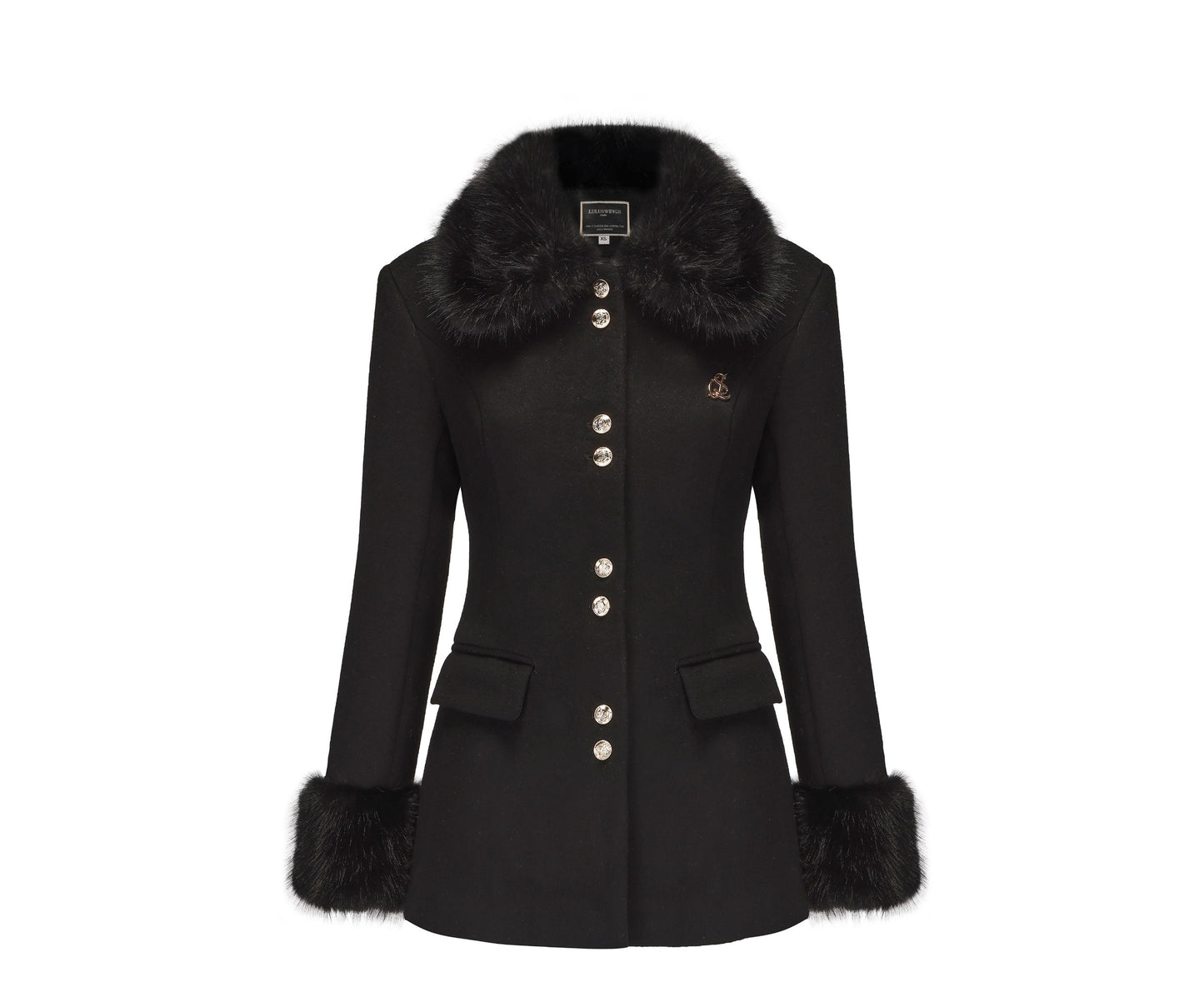 Fur Trim Wool Blend Fitted Short Jacket