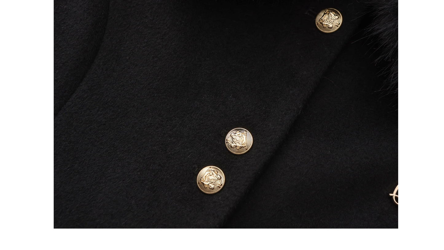 Fur Trim Wool Blend Fitted Short Jacket