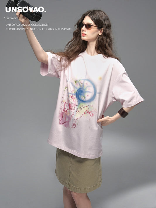 Oversized Washed Art Print T-Shirt