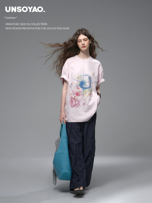 Oversized Washed Art Print T-Shirt