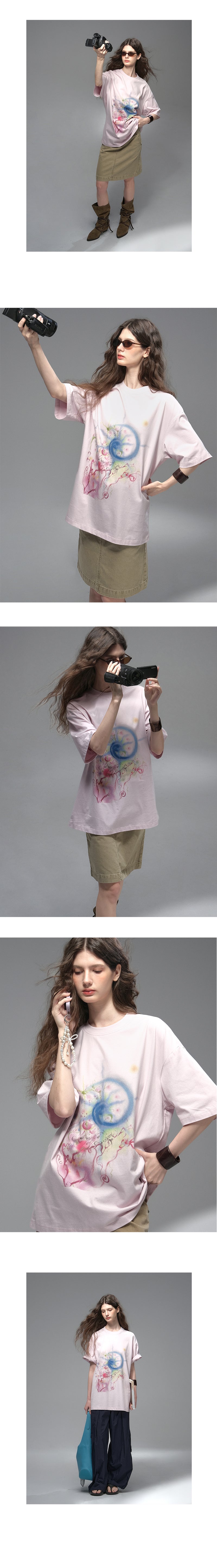 Oversized Washed Art Print T-Shirt