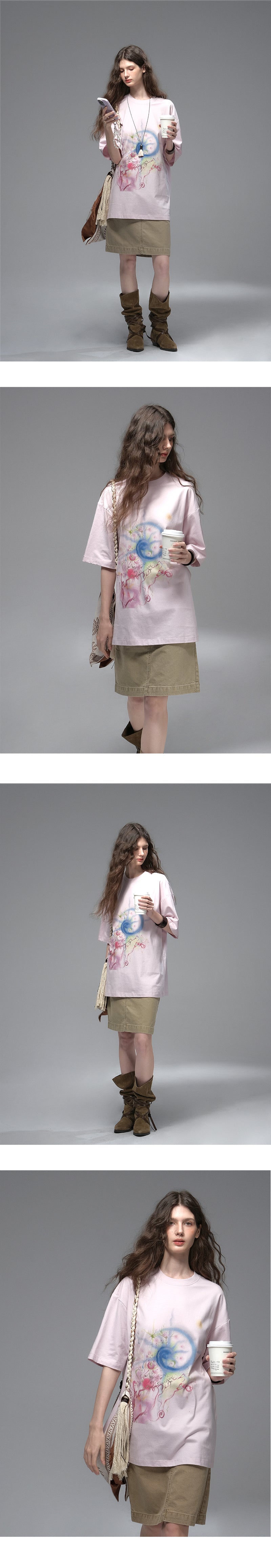 Oversized Washed Art Print T-Shirt