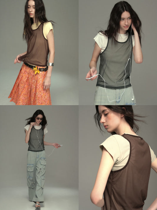 Elastic Mesh Tank Top