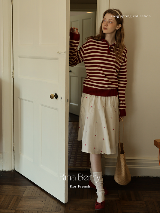 Floral-Embroidered Yoke Skirt