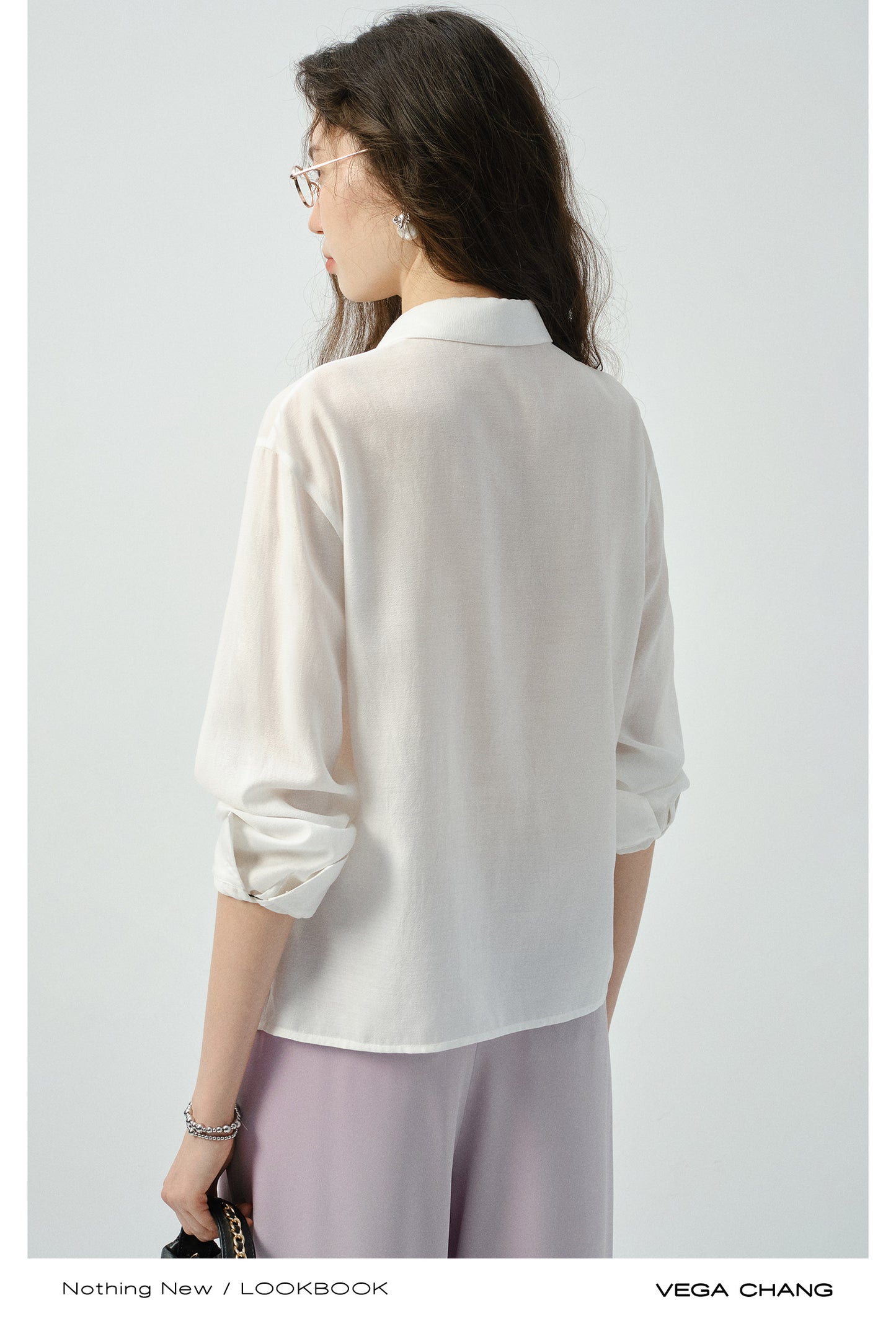 Twisted Sheer Asymmetric Shirt & Straight-Leg Pants