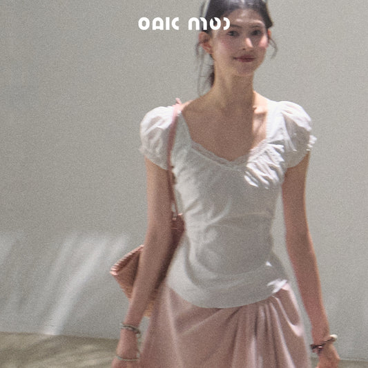 Square Neck Puff-Sleeve Blouse