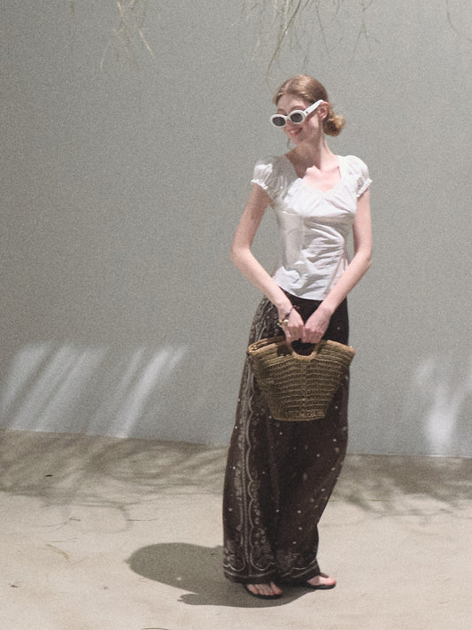 Square Neck Puff-Sleeve Blouse