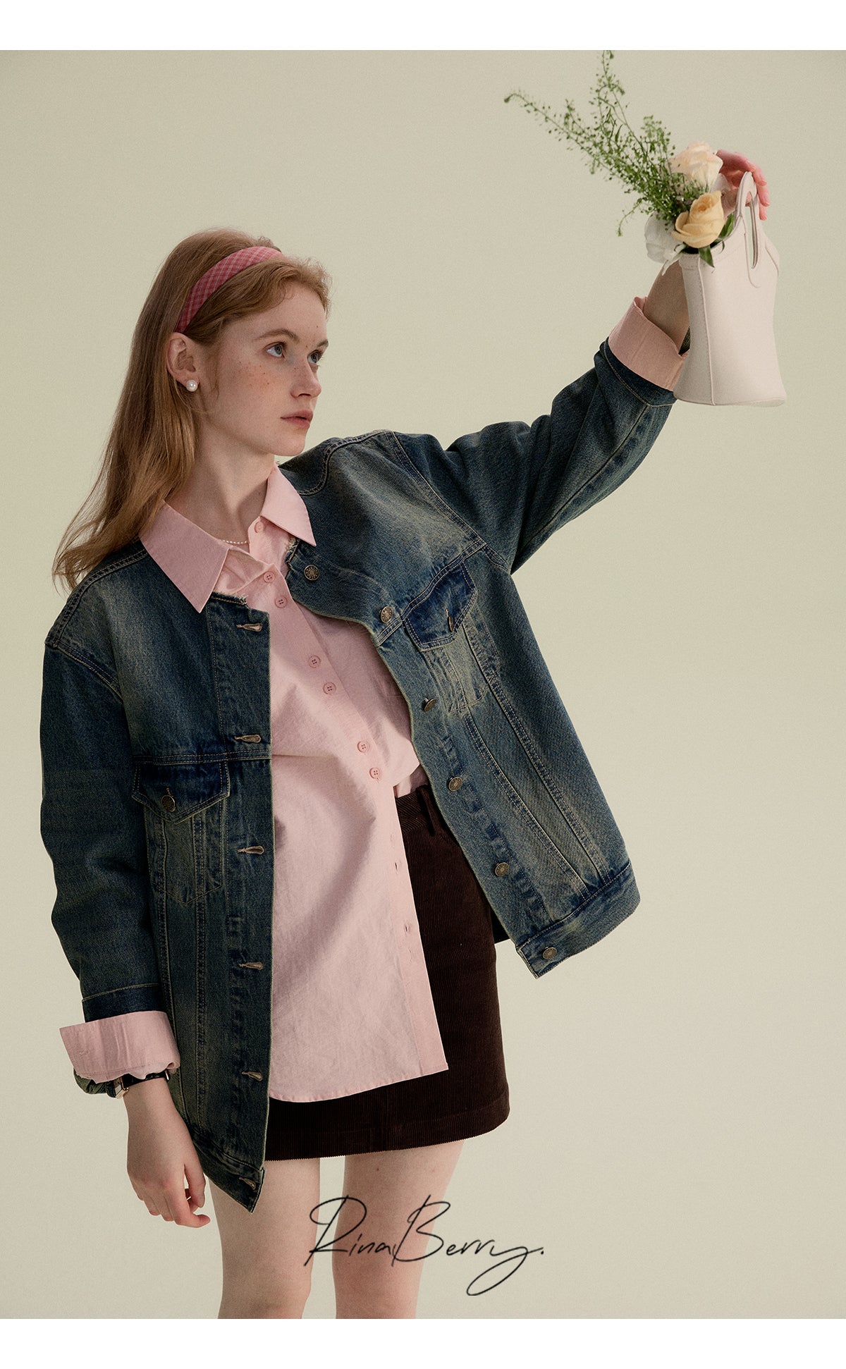 Collarless Distressed Denim Jacket