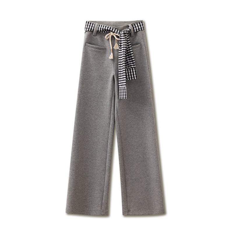 Straight-Leg Sweatpants With Shirt Sleeve Tie Belt