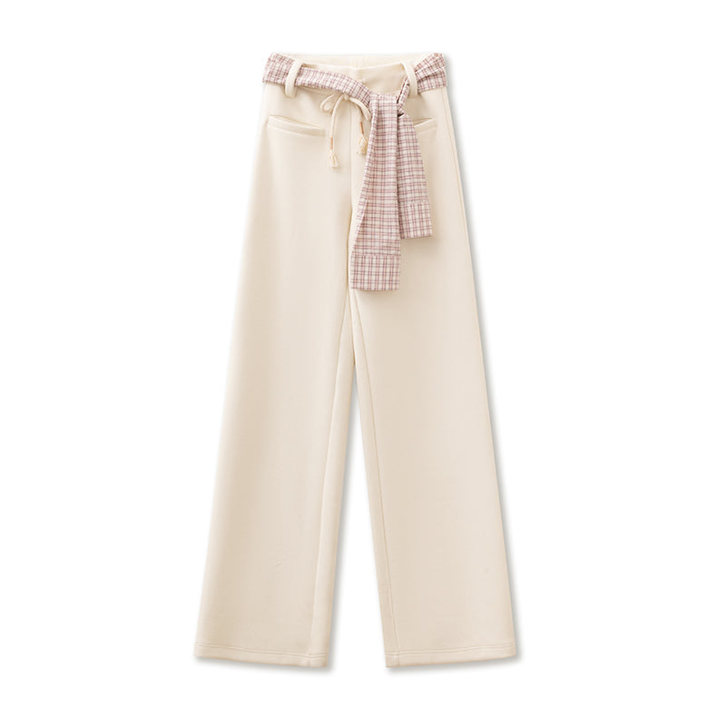 Straight-Leg Sweatpants With Shirt Sleeve Tie Belt