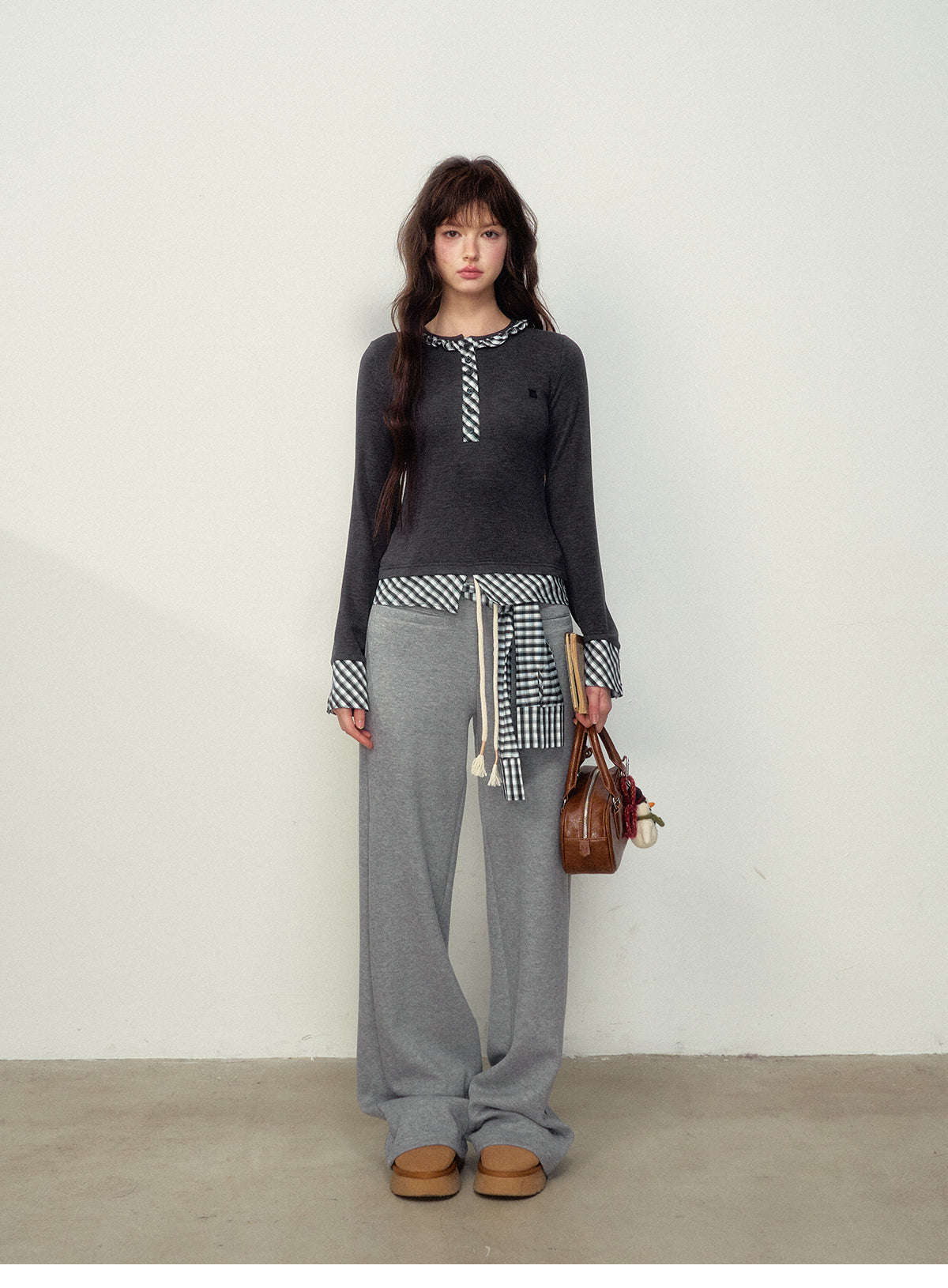 Straight-Leg Sweatpants With Shirt Sleeve Tie Belt