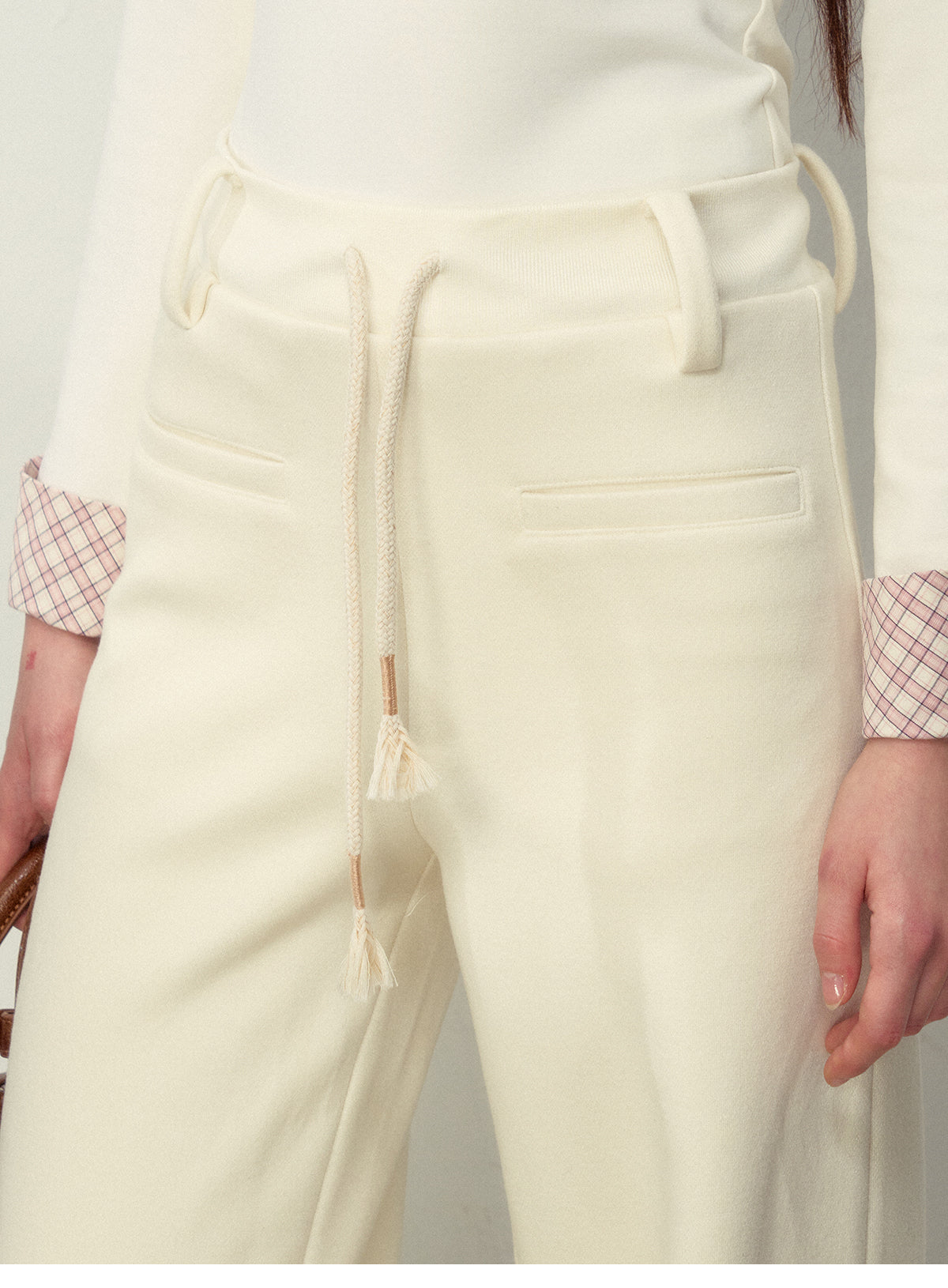 Straight-Leg Sweatpants With Shirt Sleeve Tie Belt