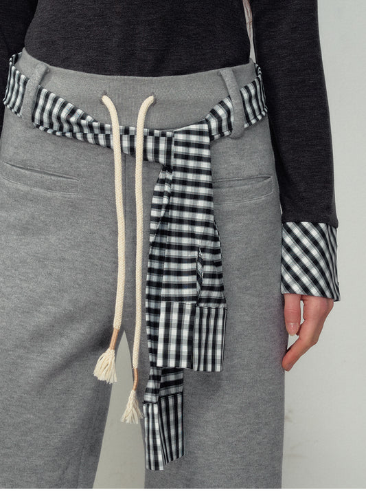 Straight-Leg Sweatpants With Shirt Sleeve Tie Belt