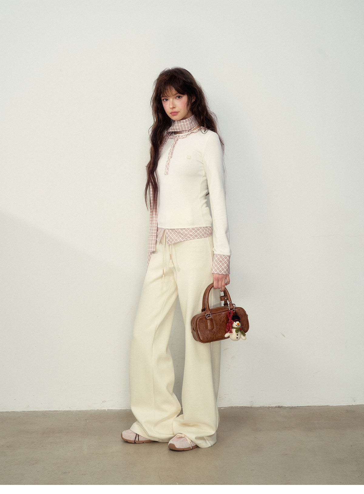Straight-Leg Sweatpants With Shirt Sleeve Tie Belt